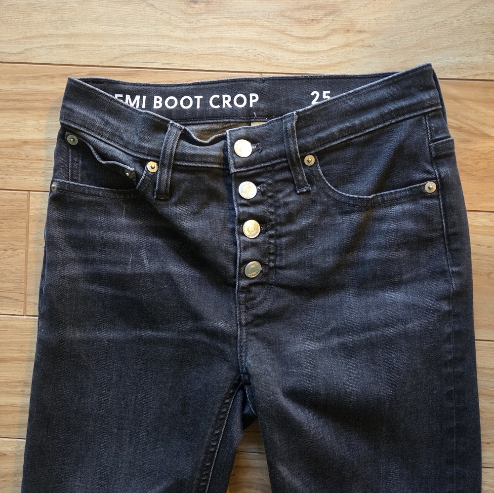 J. Crew Billie Demi Boot Crop Jeans  Black 25 - Picture 2 of 8